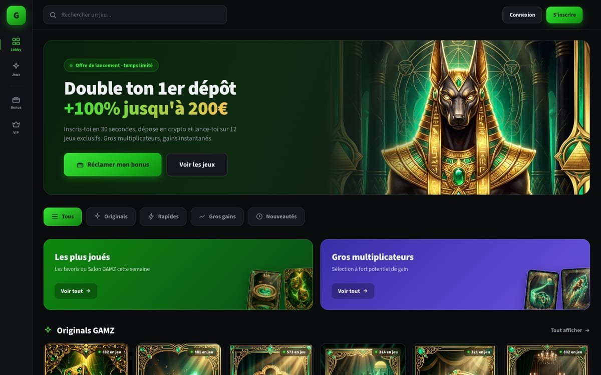 Page d'accueil du site GAMZ