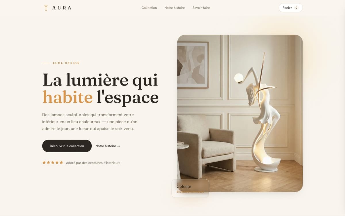 Page d'accueil du site Aura
