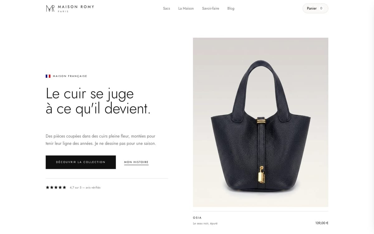 Page d'accueil du site Maison Romy